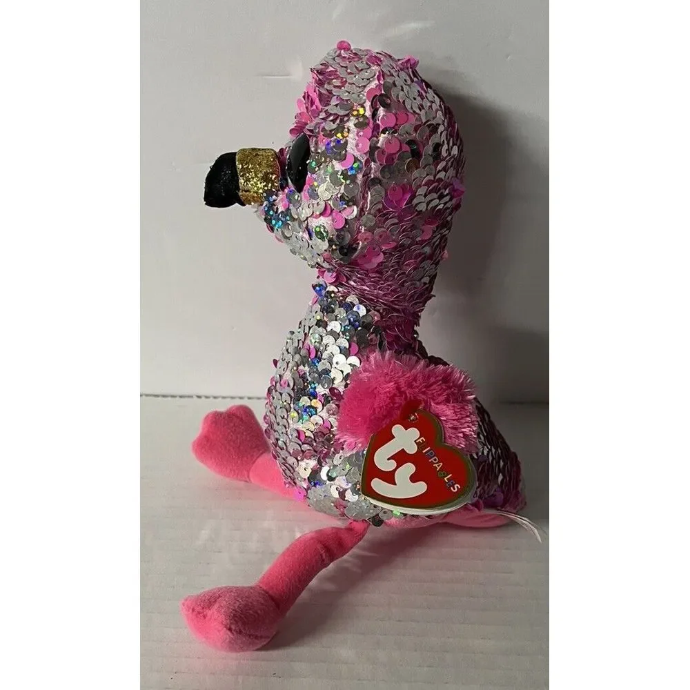 TY Flippables Sequin Plush PINKY the‎ Flamingo 10